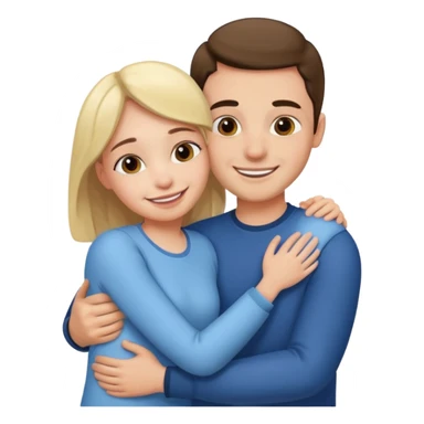 Texte ´Gros câlin’, en dessous un homme fait un câlin à sa sœur.  sticker