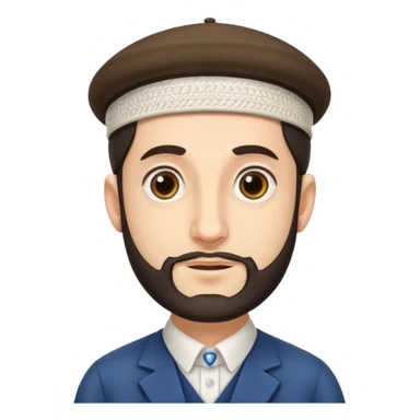 Jewish man with long side burns with kippah sticker