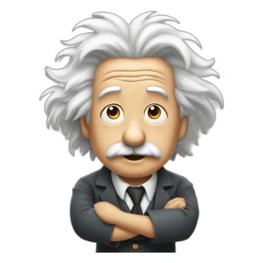 einstein shrugging with arms up in the air sticker