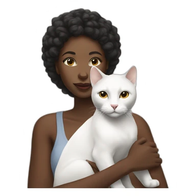 Black woman with a white cat sticker