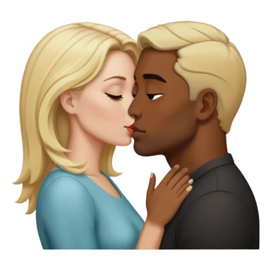 Mujer colocha blanca y hombre moreno con peinado de lado besandose  sticker