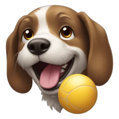 a cheerful dog plays with a ball sticker