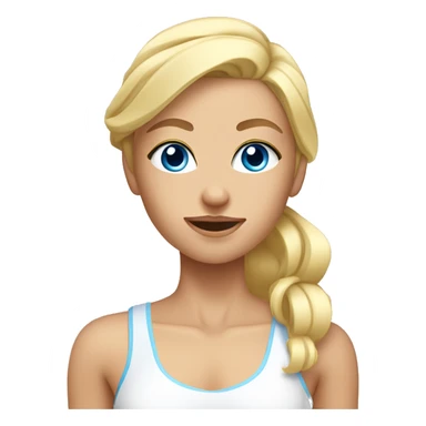 skin care, blonde girl with Blue Eyes and Muscles, half body sight sticker
