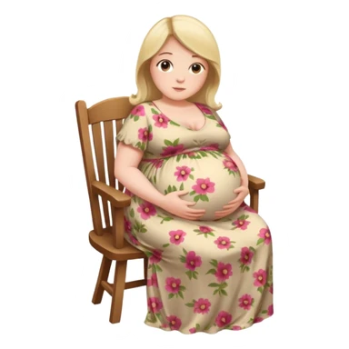 very heavily pregnant overdue woman with super  huge round belly sticker