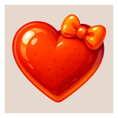 food heart emoji, shiny, with a bow accent sticker