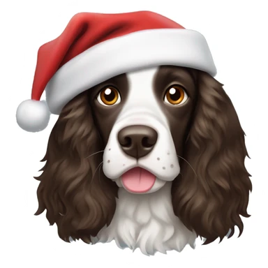 Springer spaniel with Santa hat sticker