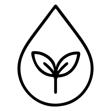 Refined water droplet with a small plant inside, symbolizing elegant environmental conservation and corporate responsibility sticker