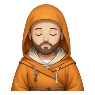 A monk with a beard wearing a hood and a tunic sleeping with the eyes closed sticker