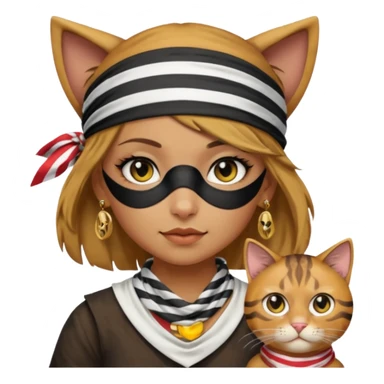 pirate girl with cat face sticker