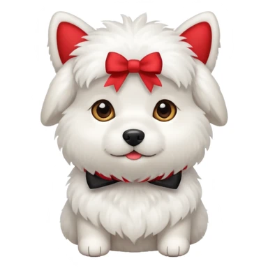 cute white dog with a bow sticker