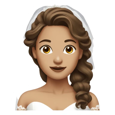 bride with brown long wavy hair, brown eyes sticker