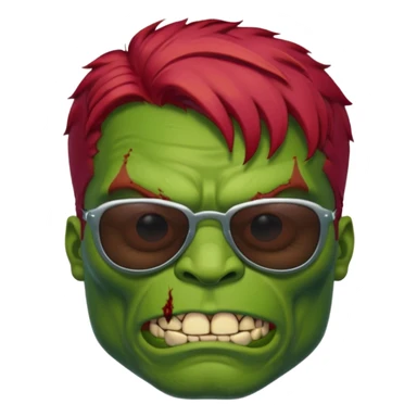 Zombie hulk with red hair and sun glasses sticker