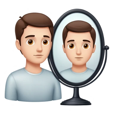 Create a smart-looking guy that looks into a mirror and sees his intelligence reflected. sticker