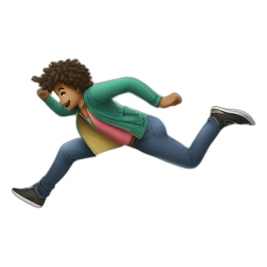 student jumping on desk sticker