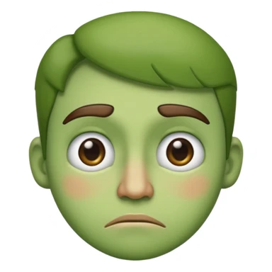 Can you make a green faced emoji giving a side eye with a frown. gelous sticker