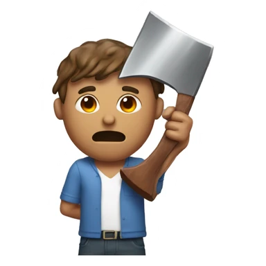 Guy holding axe dripping in red sauce sticker