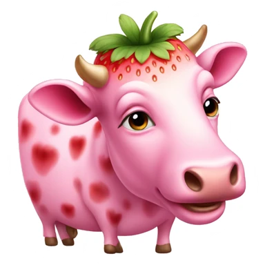 Pink strawberry cow sticker