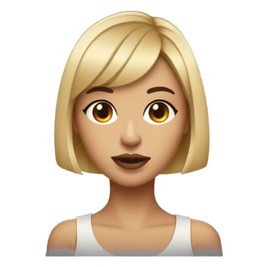 can i have a bitches looking emoji with a girl with lip filler and botoxed features side eying she also had a bob with bangs sticker