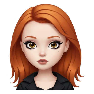 pretty bratz girl, ginger hair, dark brown eyes, black eyeliner, pale skin, alternative style, goth sticker