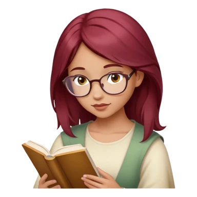 A beautiful, burgundy haired girl reading a book sticker