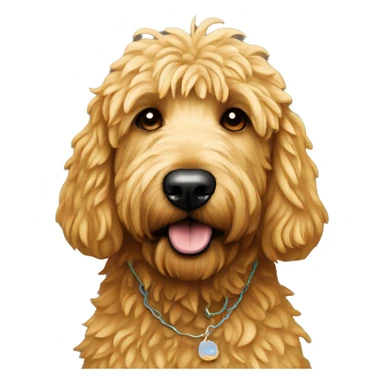 Golden doodle wearing drip sticker