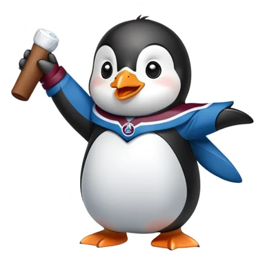 cute penguin rooting for colorado avalanche sticker