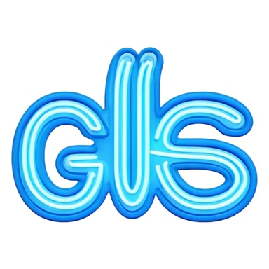 Blue neon sign with the word Giles sticker