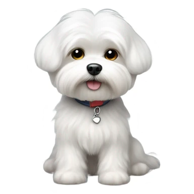 little white fluffy straight hair short haired maltese boy dog very cut and very fluffy sticker