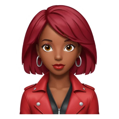 Kelly Rowland with dark red hair, red outfit sticker