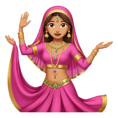 Indian women with golden jewelry and rose colored dress dancing an Arab dance  sticker