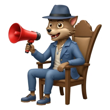 A werewolf directing a movie in a chair with a megaphone  sticker