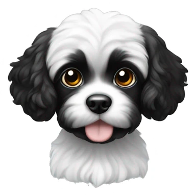 Black and white shichon puppy with a black face  sticker