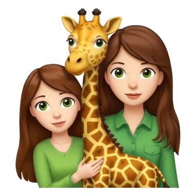 woman with long brown hair green eyes girl emoji pulling up a giraffe plushie sticker