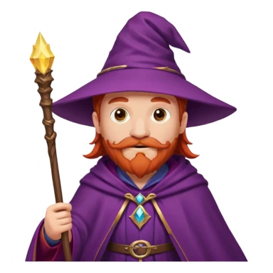 red haired wizard with mustache, purple cloack sticker
