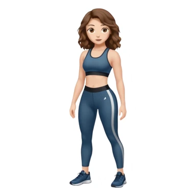 Girl with brown wavy hair, dream body ( small waist, wild hips and big glute) in gym suit  sticker