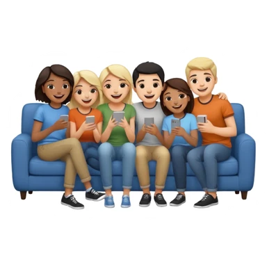 group of friends on couch having fun sticker