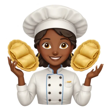 dark skin female chef surrounded by ravioli sticker