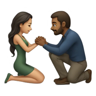 Woman on knees facing man sticker