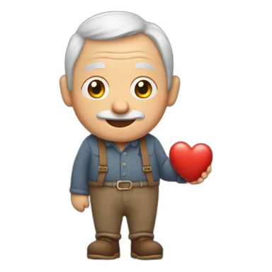 old man with his heart in his hand sticker
