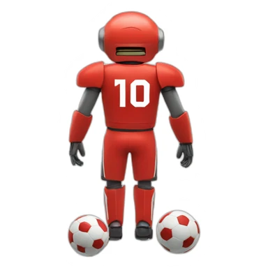 red robot soccer jersey number 10 sticker