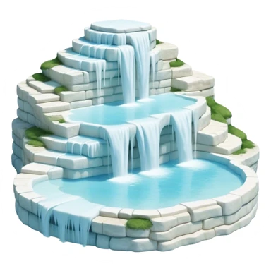 Cinematic Realistic Pamukkale Landmark Emoji, showcasing surreal cascading terraces of thermal waters rendered with ethereal textures and soft, luminous lighting. sticker