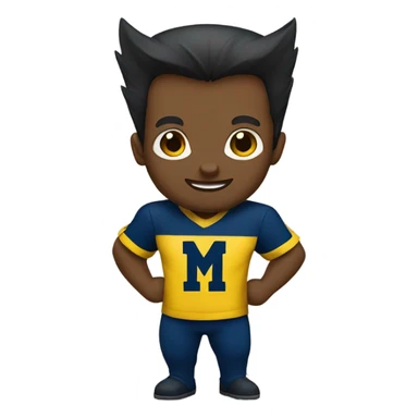 A cute wolverine wearing a blue and yellow University of Michigan shirt sticker