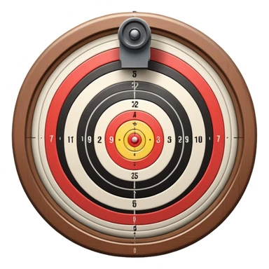 A detailed rifle with iron sights aimed at a target with concentric rings. The target is centered, emphasizing accuracy and focus in sports shooting, with no shooter visible, just the rifle and target in a calm, precision-driven setting sticker