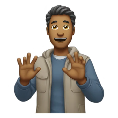 man gesturing no sticker