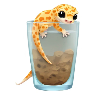 orange leopard gecko in a glass cup sticker