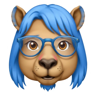 camel face with blue hair and glasses sticker