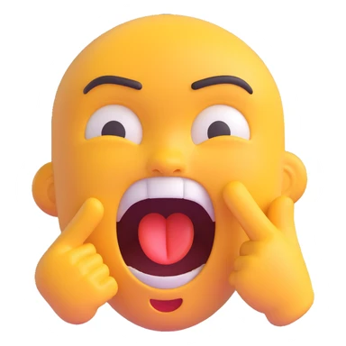 emoji-style face with a furious expression, mouth open as if yelling, implied rude gesture sticker