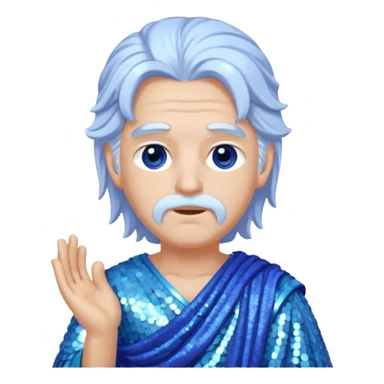 Uranus Sky God with long white hair, periwinkle sequin toga sticker