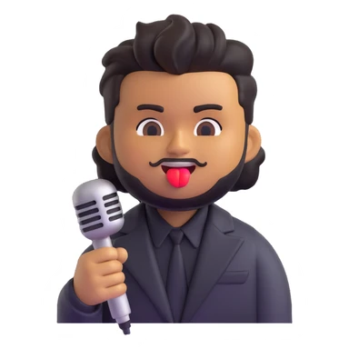 The Weeknd emoji with microphone mid-performance expressive energetic sticker