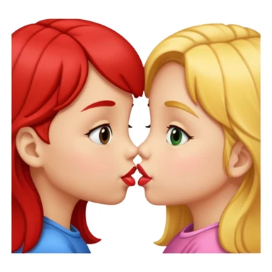 two 5 year old gals about to kiss on the lips, lips extremely close but not touching sticker